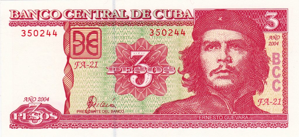 Che Guevara adorns the 3 CUP note.