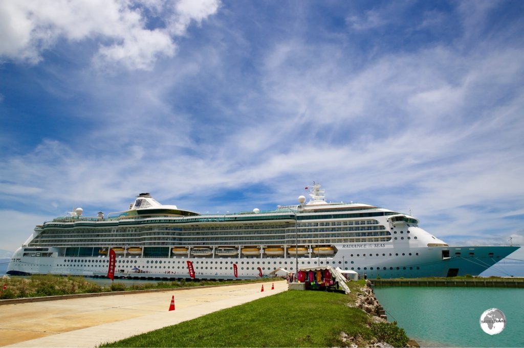 A cruise ship at Vuna wharf in Nuku'alofa.