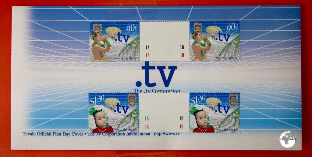 A stamp issue by the Tuvalu Post Office commemorating the .TV Corporation.