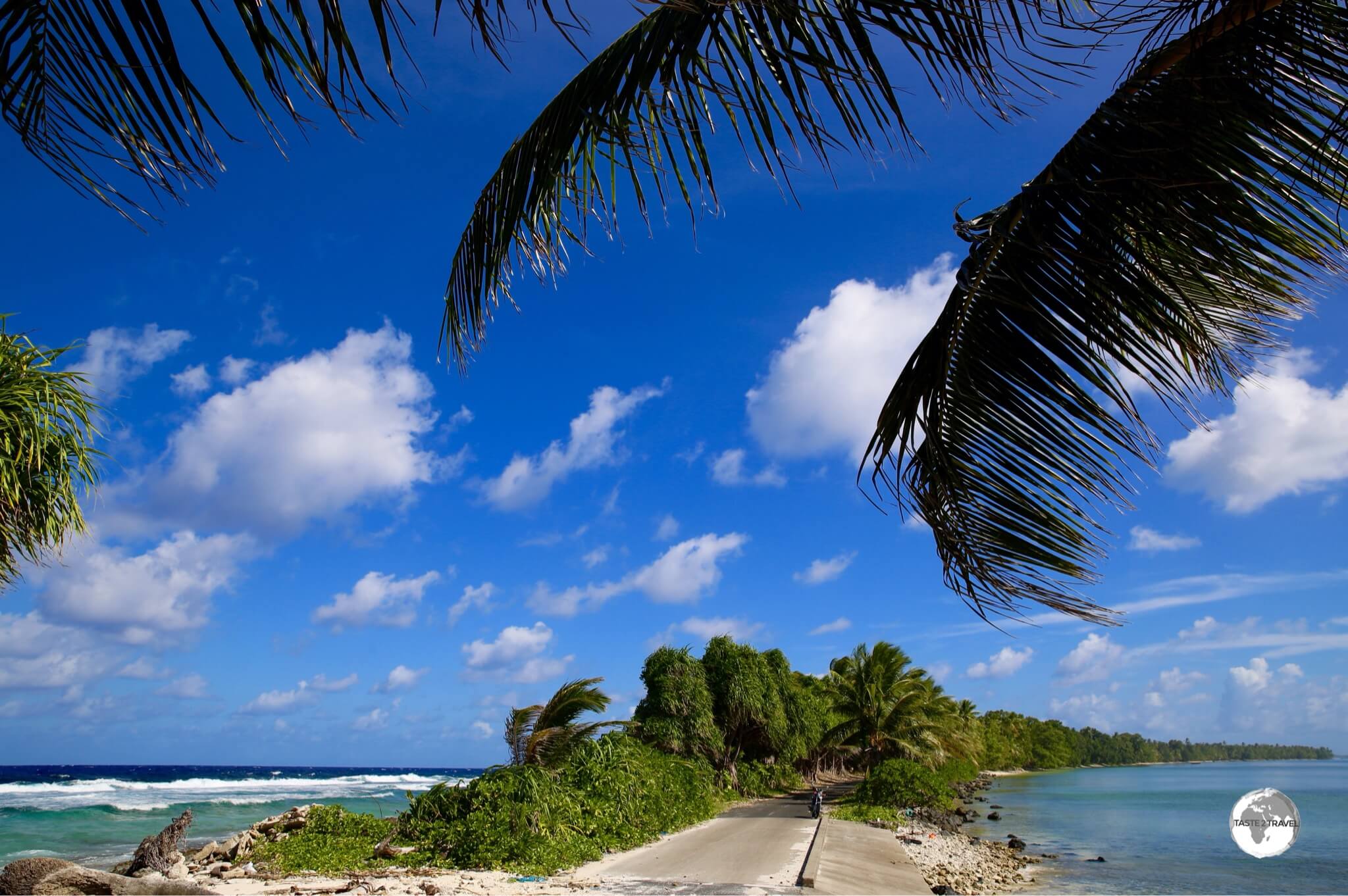 The narrowest point on Funafuti, Tengako peninsula, is wide enough for a single-lane road, which is often inundated.