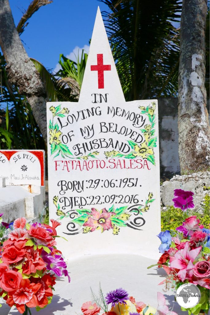 A colourful tombstone on Funafuti.