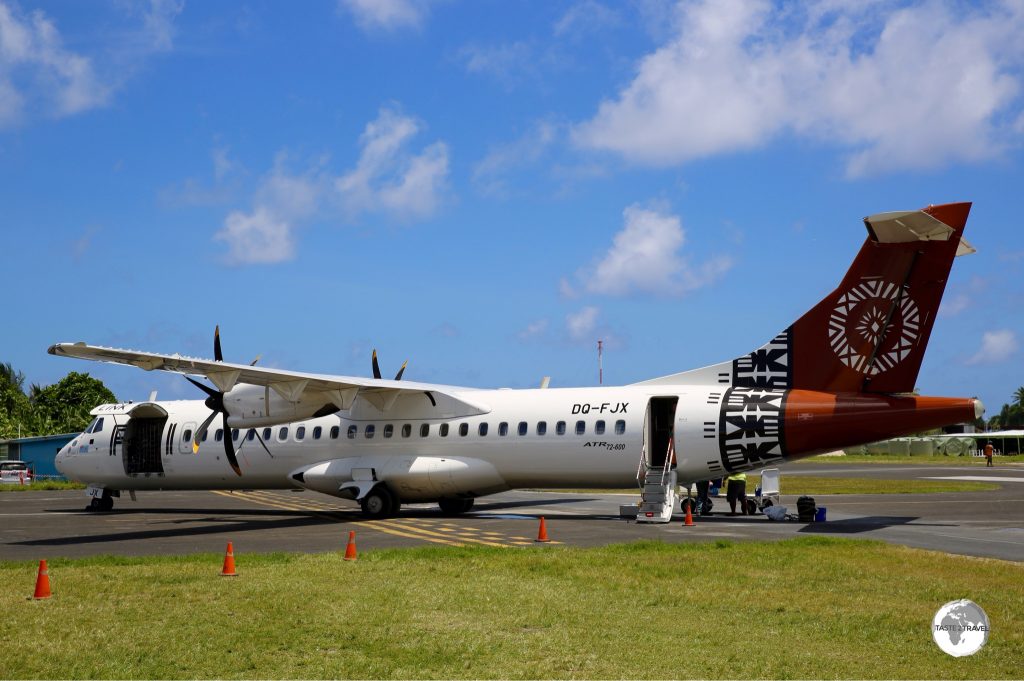 The 3-times weekly Fiji Airways flight is a vital link to the outside world for this remote nation.