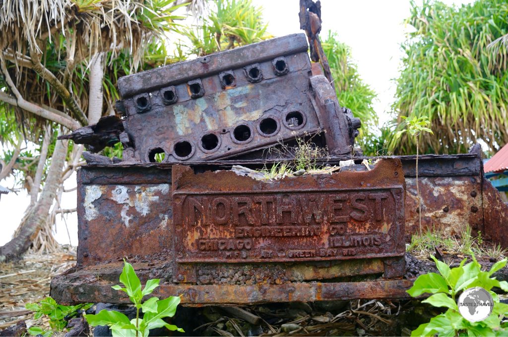 Rusted WWII construction equipment left on Tuvalu by US Marines ('Seabees').