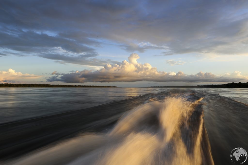 Rocketing along the Amazon river on a fast boat from Tabatinga to Manaus.
