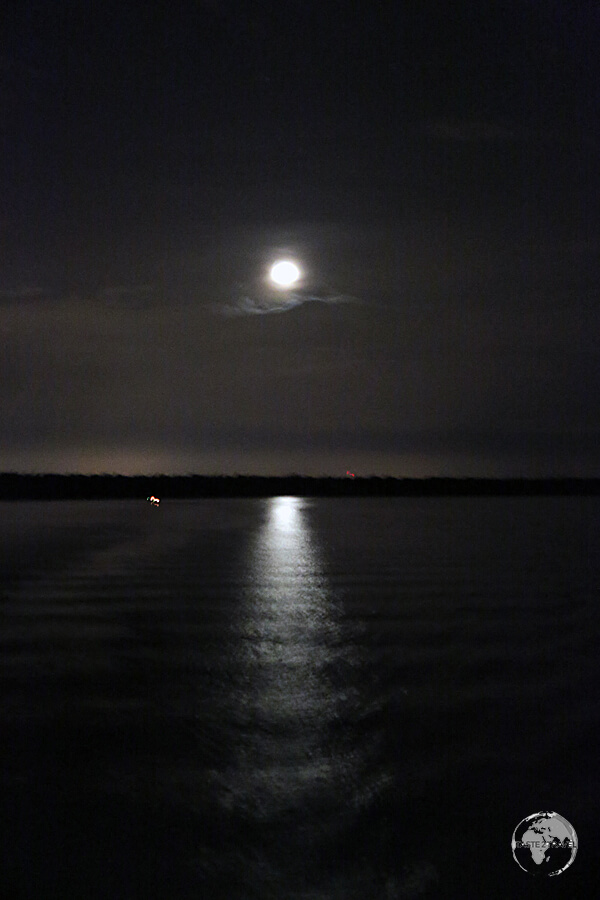 A moonlit Amazon River as seen from my boat as we slowly approached Belém.