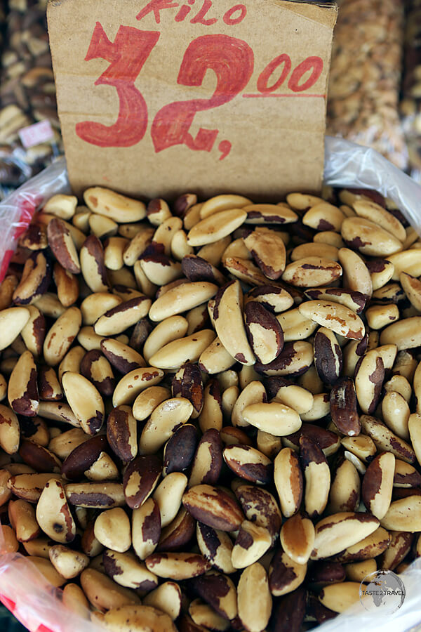 Brazil nuts on sale at the 'Ver-o-Peso' market for $R32 (USD$10) per kilo.