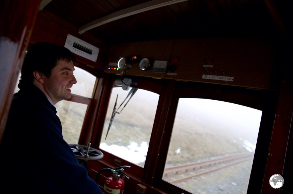 Travelling to the summit of Mt. Snaefell.