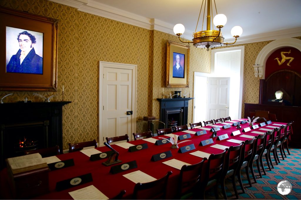 The former parliament chamber at the Old House of Keys in Castletown.