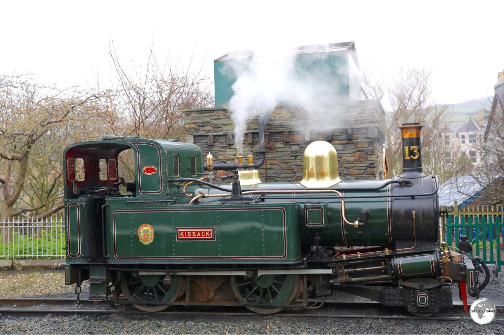 A Steam locomotive at Port Erin train station.