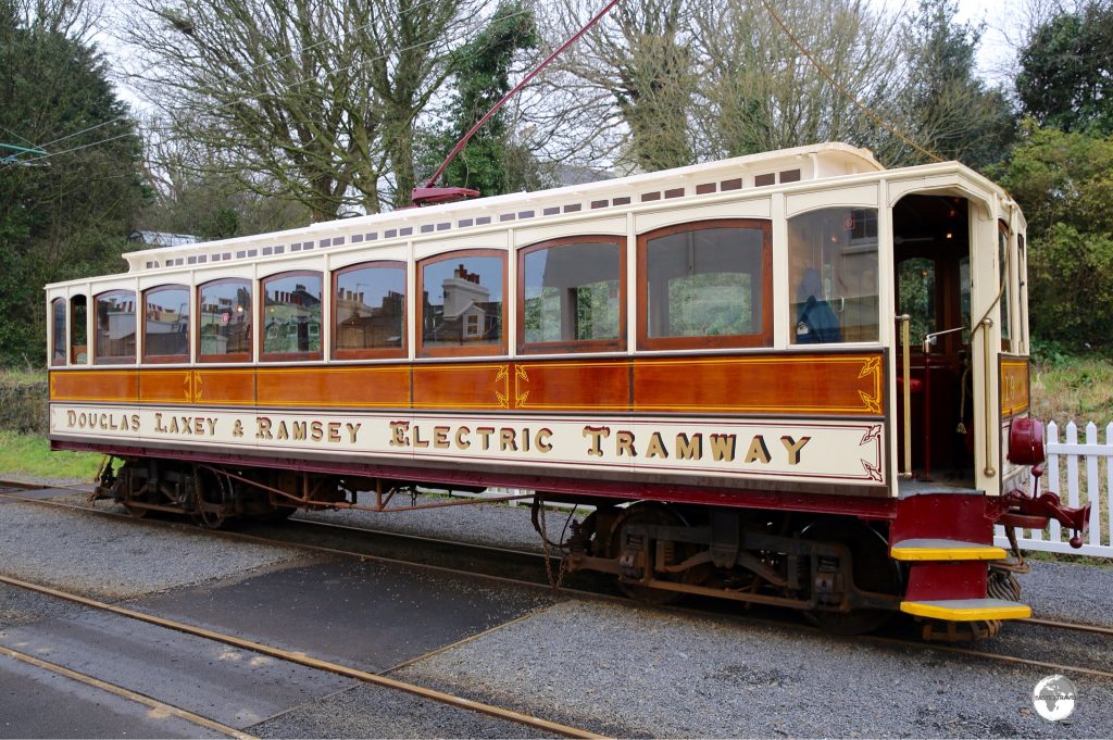 The Manx Electric railway ready to depart from Ramsay station for Douglas.