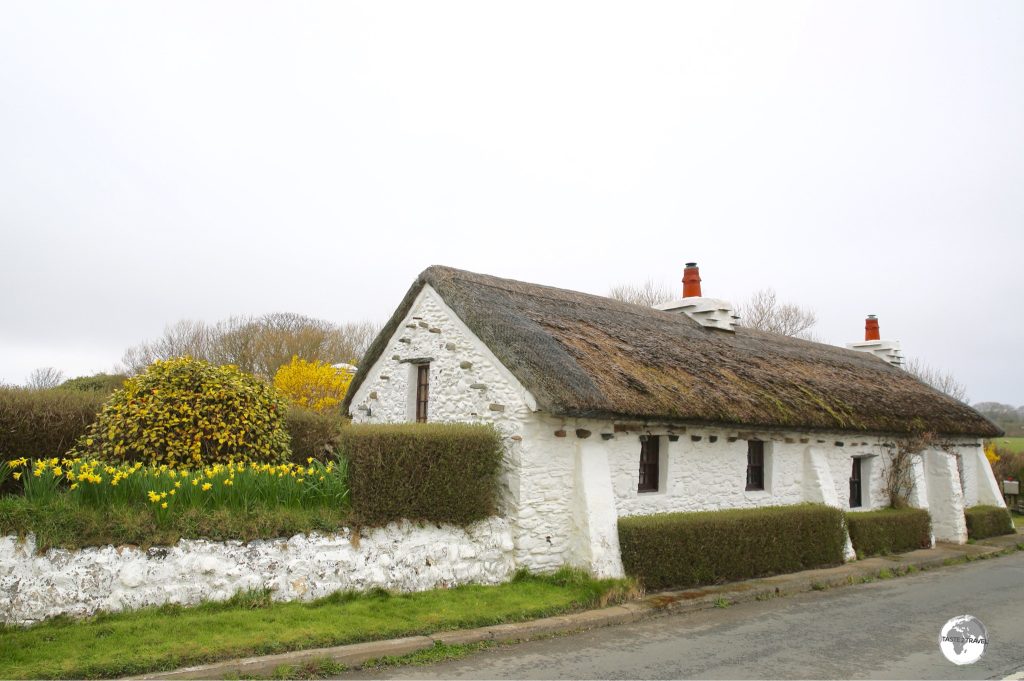 A typical Isle of Man thatched cottage near the north coast.