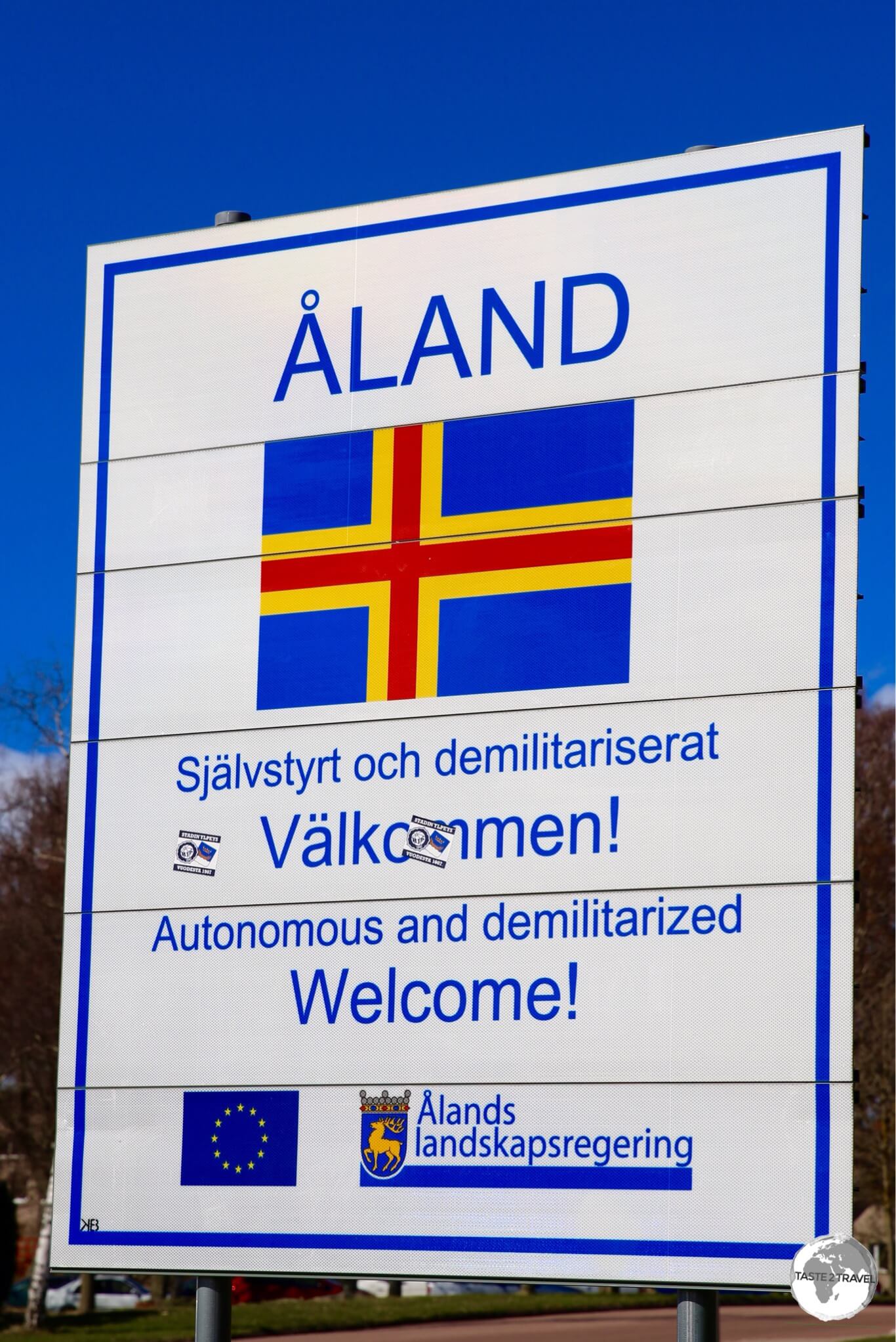Åland islands Welcome sign.