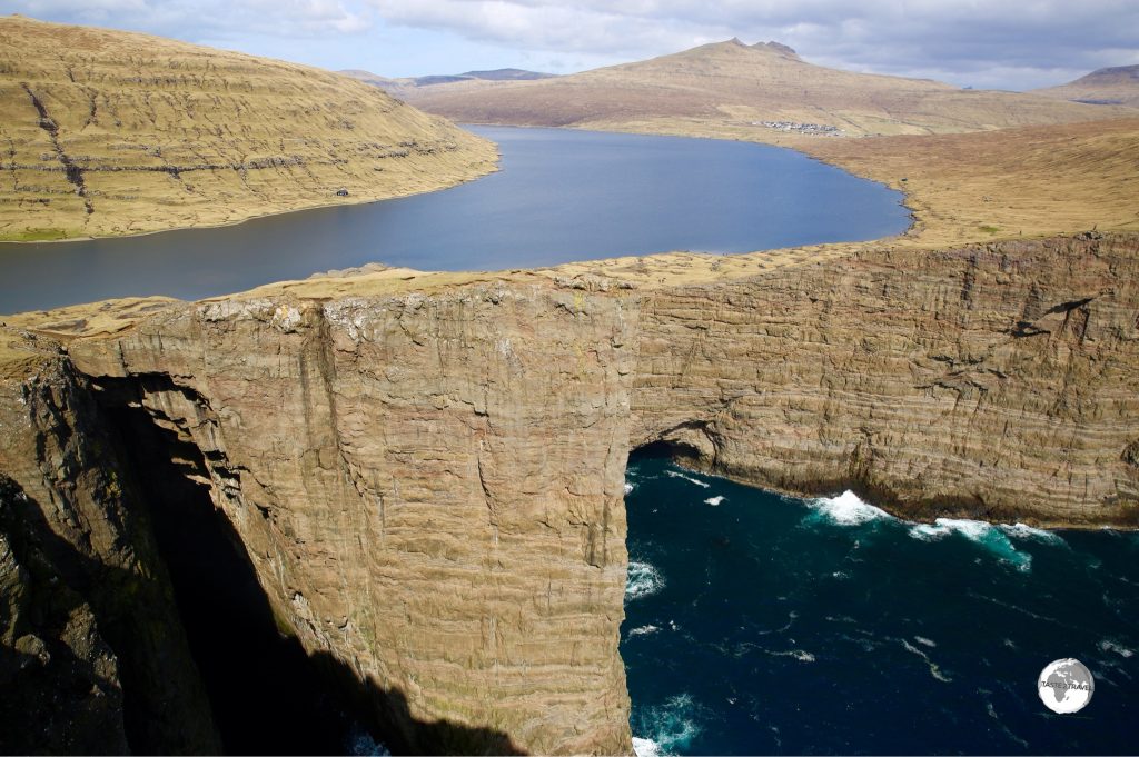 An incredible sight - Sørvágsvatn (the largest lake in the Faroes) seems to float above the sea.