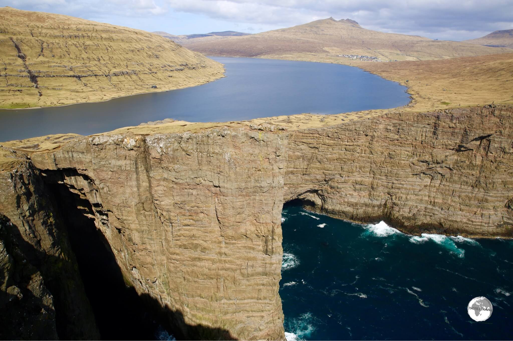 An incredible sight, Sørvágsvatn is the largest lake in the Faroe Islands, a territory of Denmark.