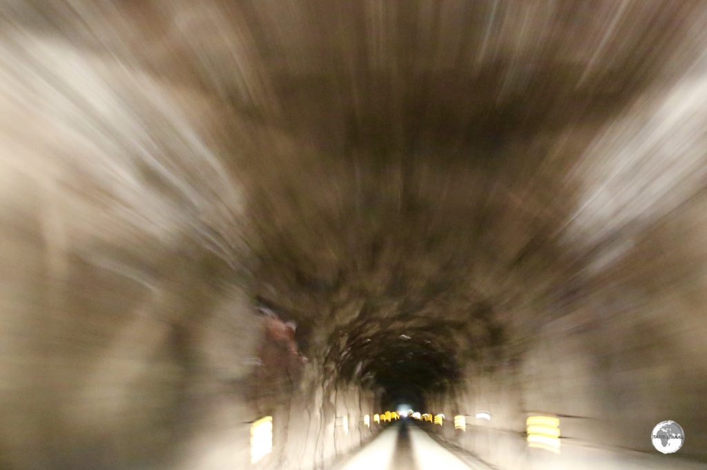 Driving through the Hvannasundstunnilin (Hvannasund Tunnel).