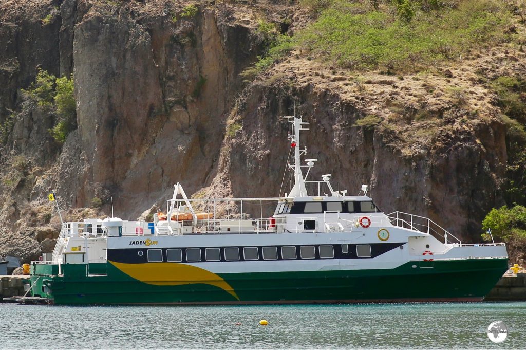 The Antigua-Montserrat ferry (Jaden Sun) docked at Little Bay.