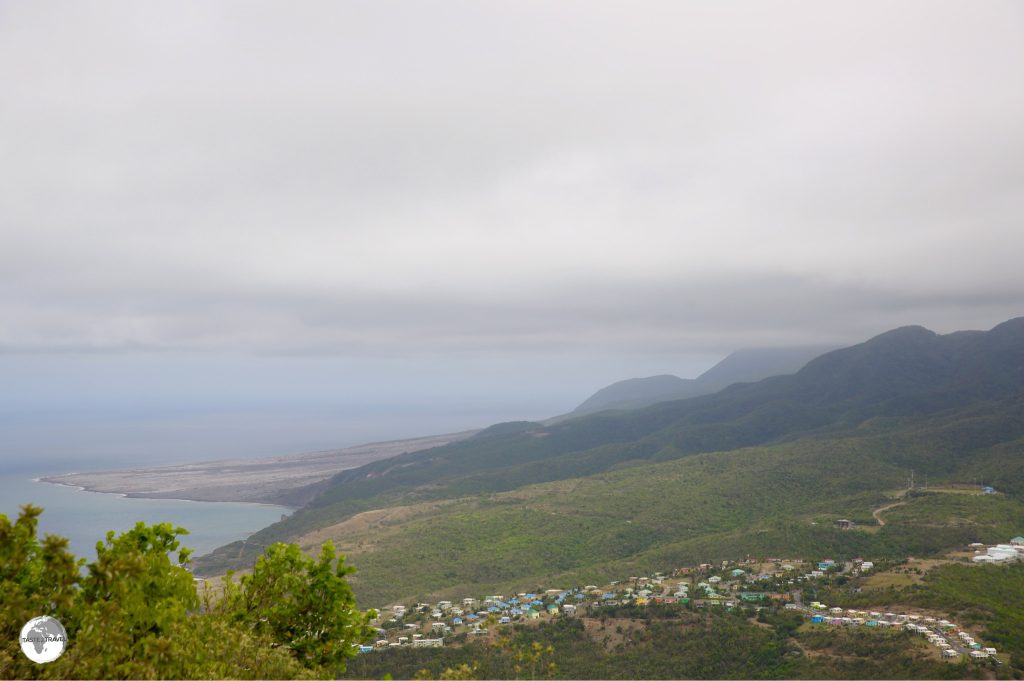 The panoramic view south from Silver Hill. The new settlement in the foreground is Lookout, which is where many residents have been resettled.