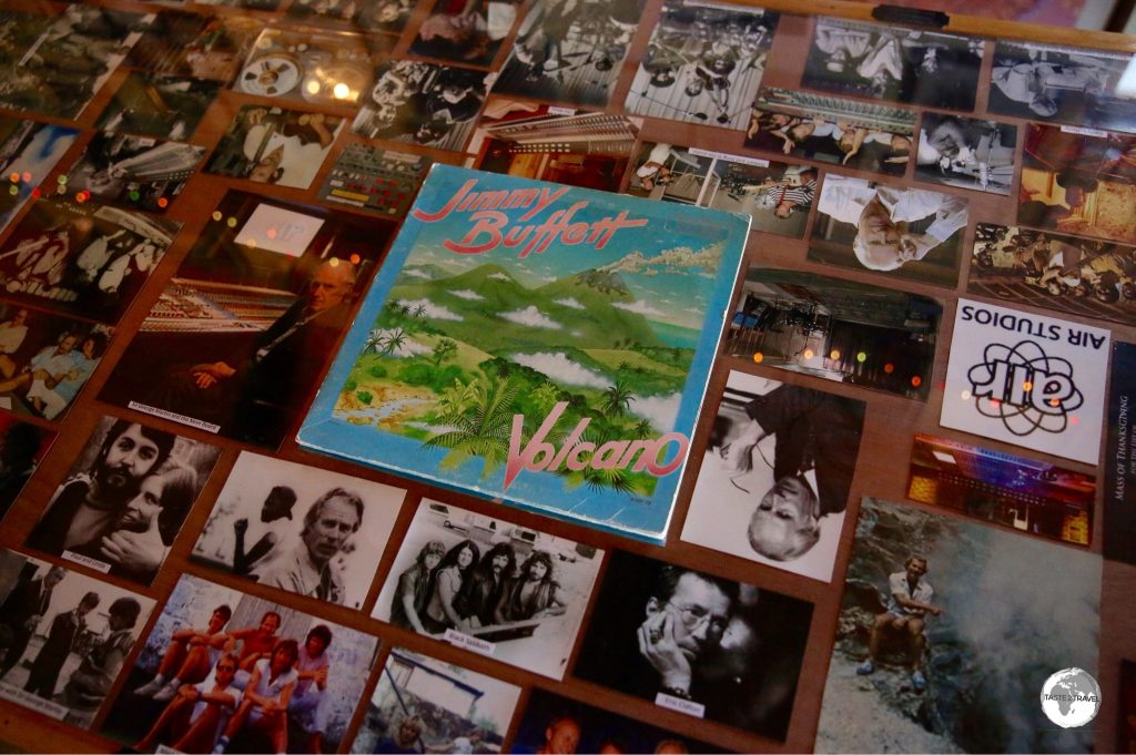 A display, created by David Lea, at the Hilltop Cafe illustrates the musical legacy from the days of Air studios.