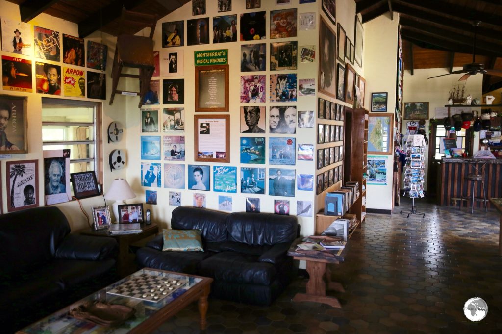 A display, created by David Lea at the Hilltop Coffee shop shows some of the albums which were recorded at Air studios.