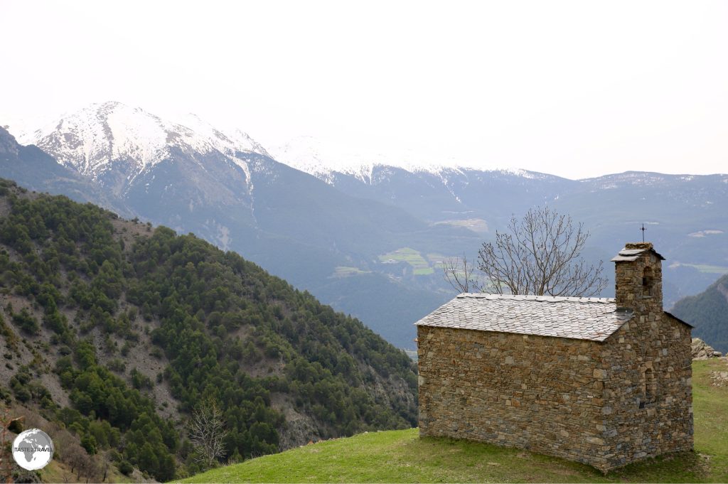 The tiny chapel of Sant Joan d'Aixàs sits atop a ridge which offers panoramic views in all directions.