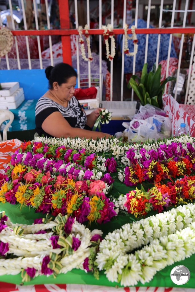 Flower seller at Papeete Central Market.