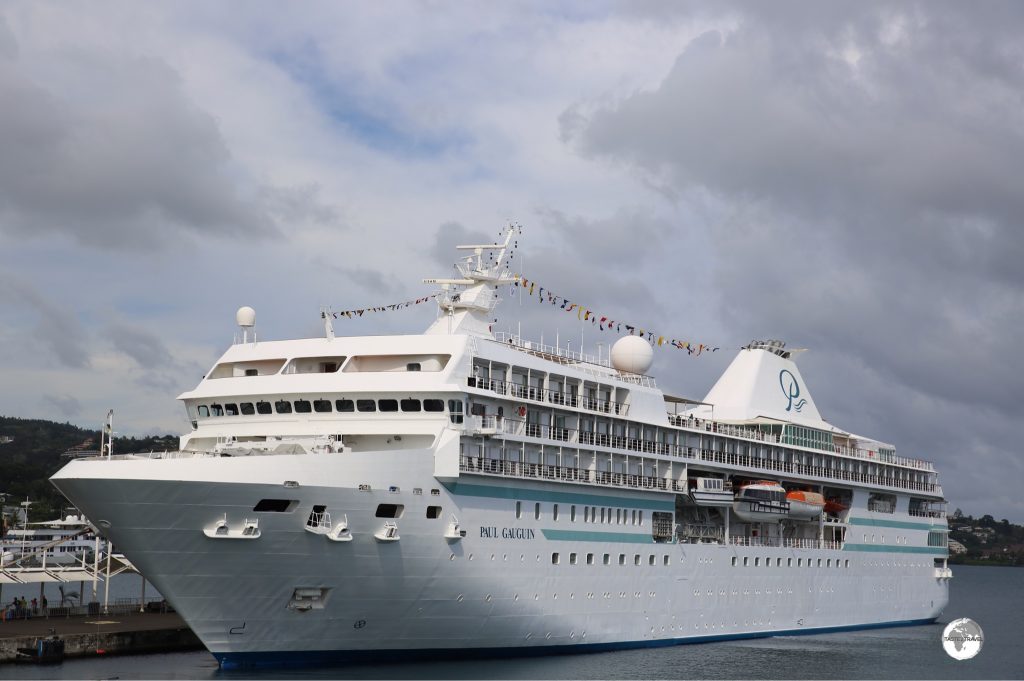 The 'Paul Gauguin' cruise ship in Papeete harbour.