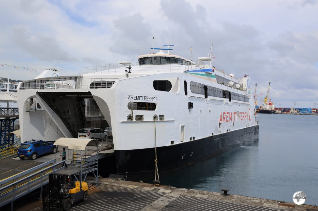 The Aremiti car ferry at the 'Gare Maritime' in Papeete.