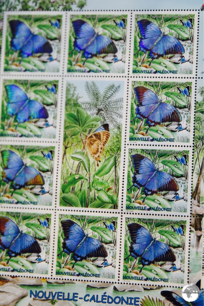 Stamp artwork from New Caledonia often features the colourful fauna and flora found throughout the archipelago.