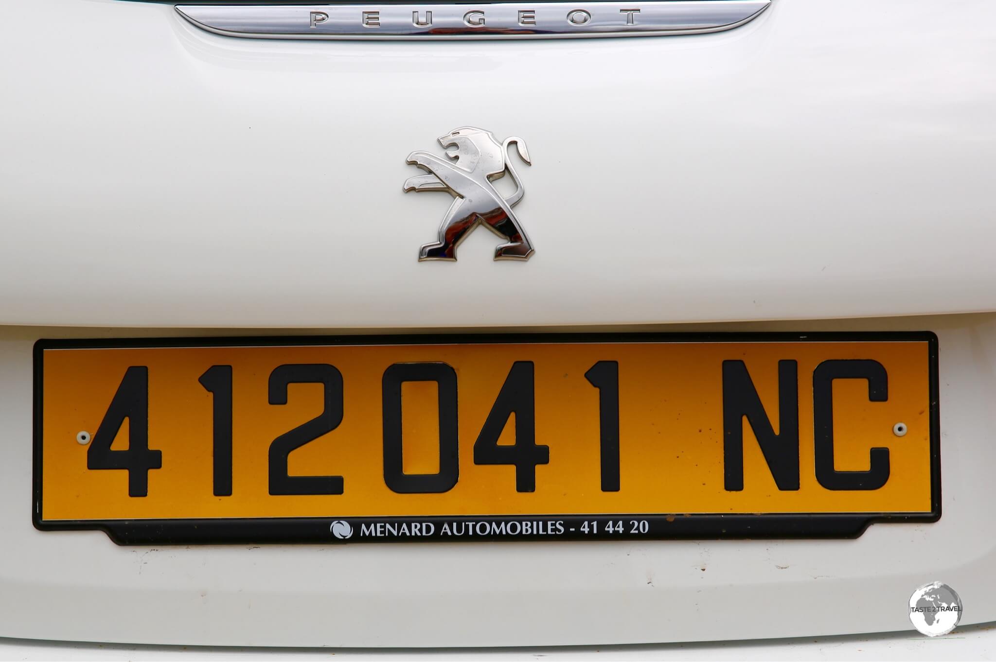 A New Caledonia license plate.