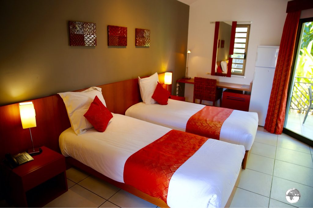 My spacious room at La Nea hotel in Koné.
