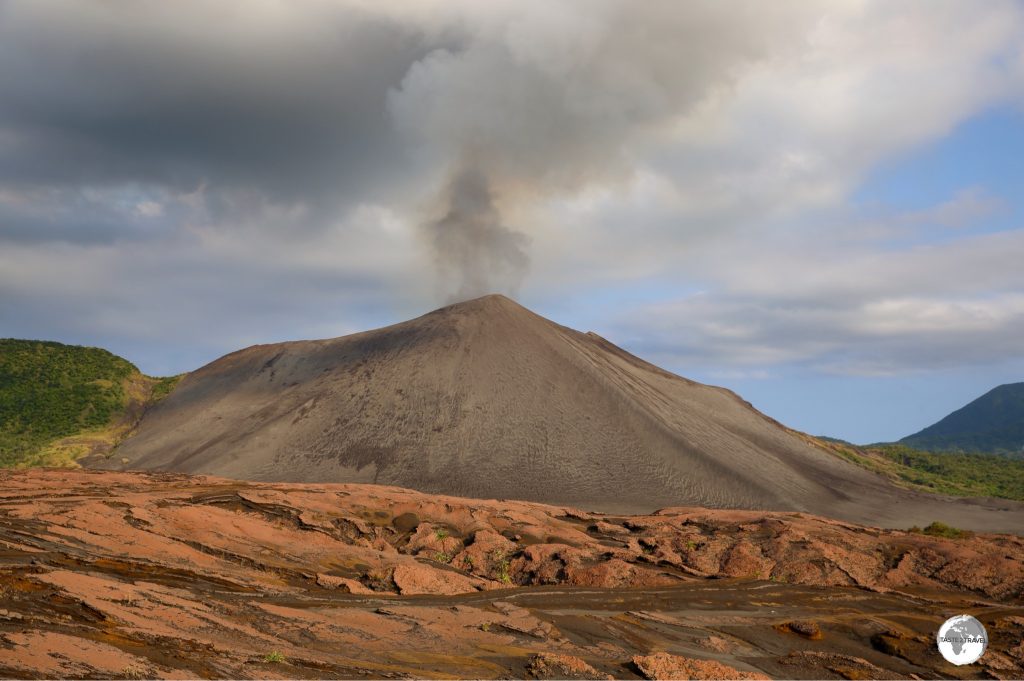Mount Yasur volcano, as viewed from the ash plain.