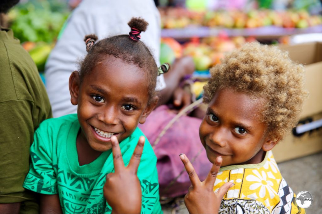 Children in Port Vila Central market.