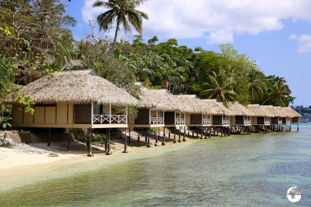 Waterfront bungalows at Iririki Resort & Spa in Port Vila.