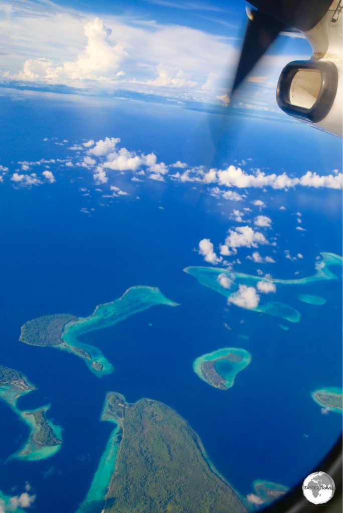 Flying over the Pacific, en-route to Munda.
