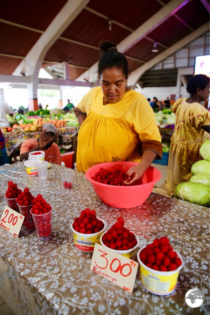 Native Vanuatu Raspberries on sale at the Central market.