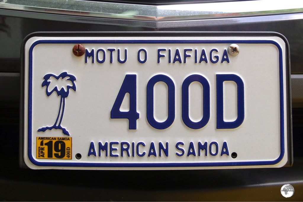An American Samoa license plate.