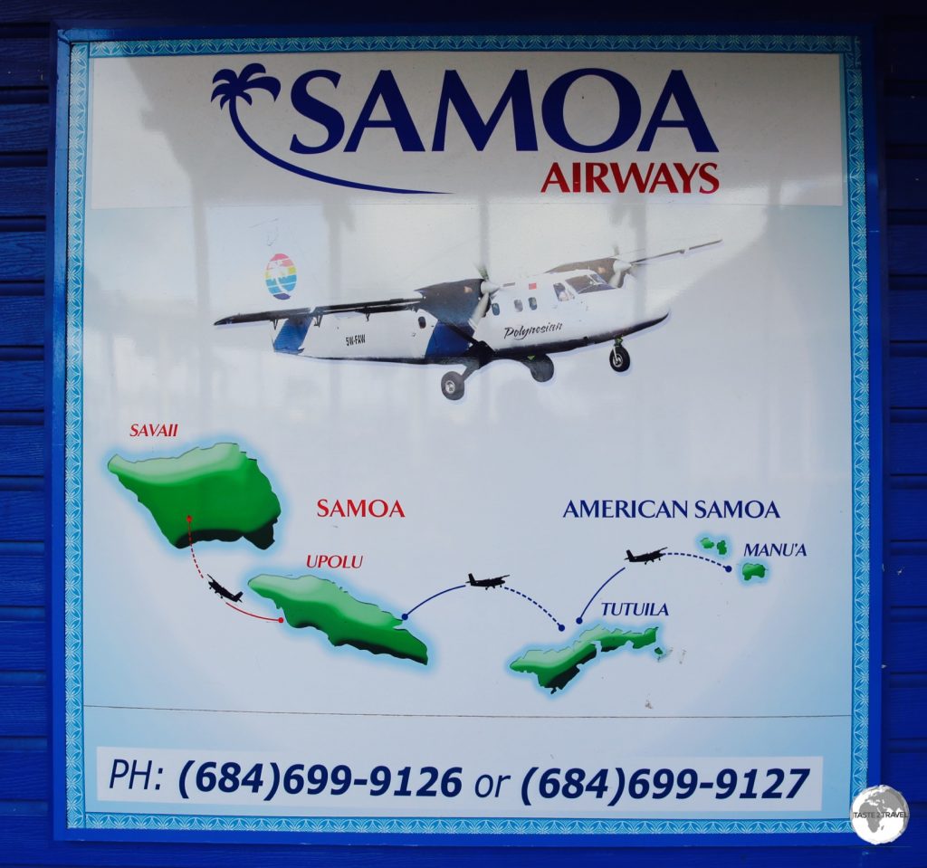Samoa Airways 'route map' at Pago Pago airport.