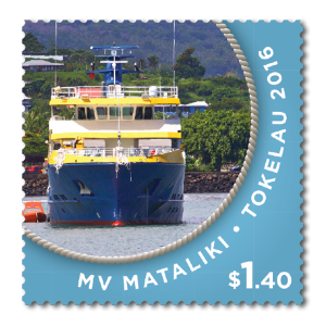 A Tokelau stamp featuring the MV Mataliki.