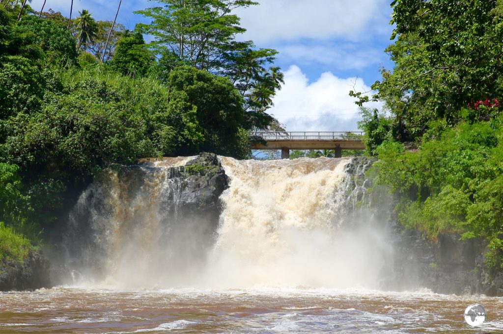 The impressively powerful Falefa Waterfalls.