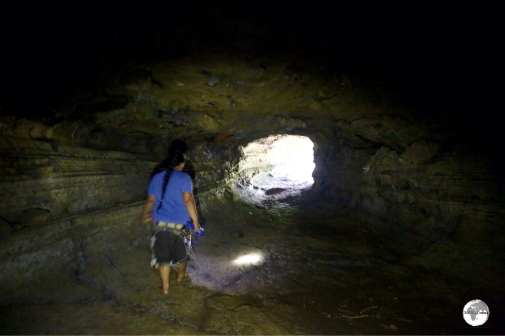 My guide, Lagi, inside the A’opo Lava Tube.