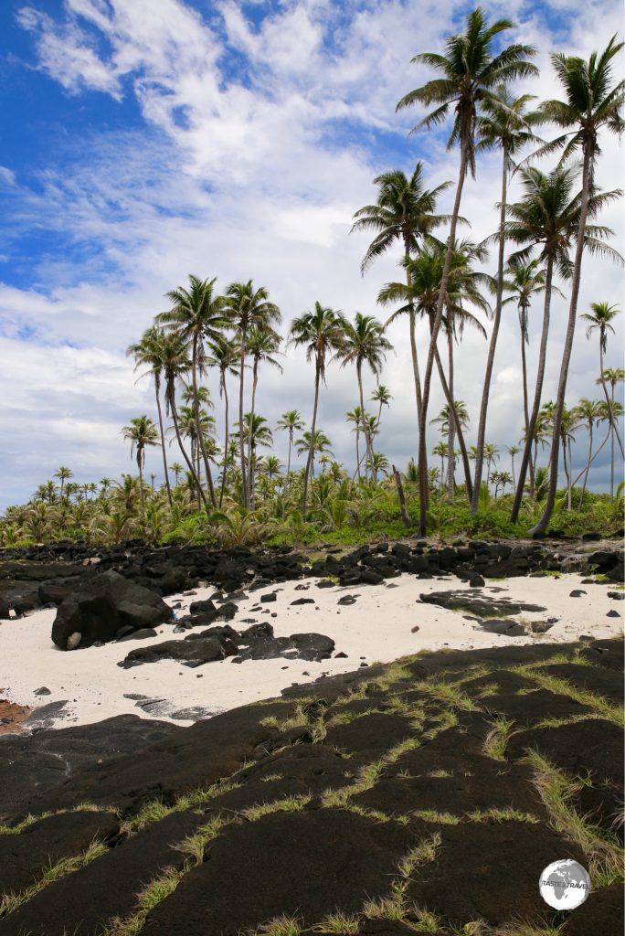 Ancient lava flows cover the beach around the Alofaaga blowholes.