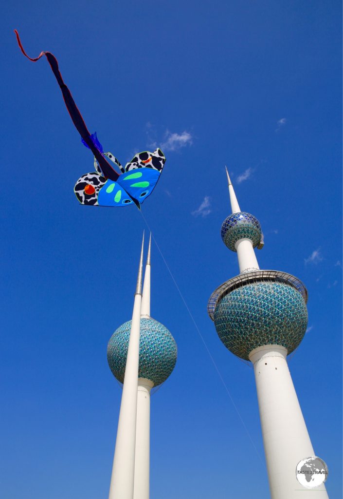 A great place to fly a kite – Kuwait Towers.