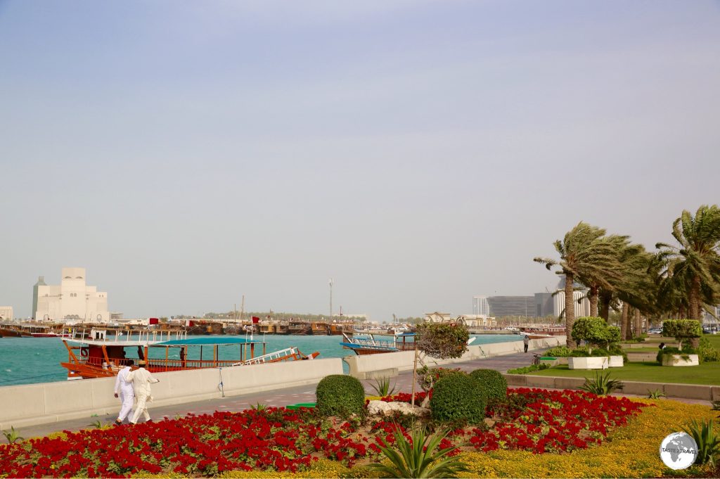 The Corniche is lined with flower beds and planted grass.
