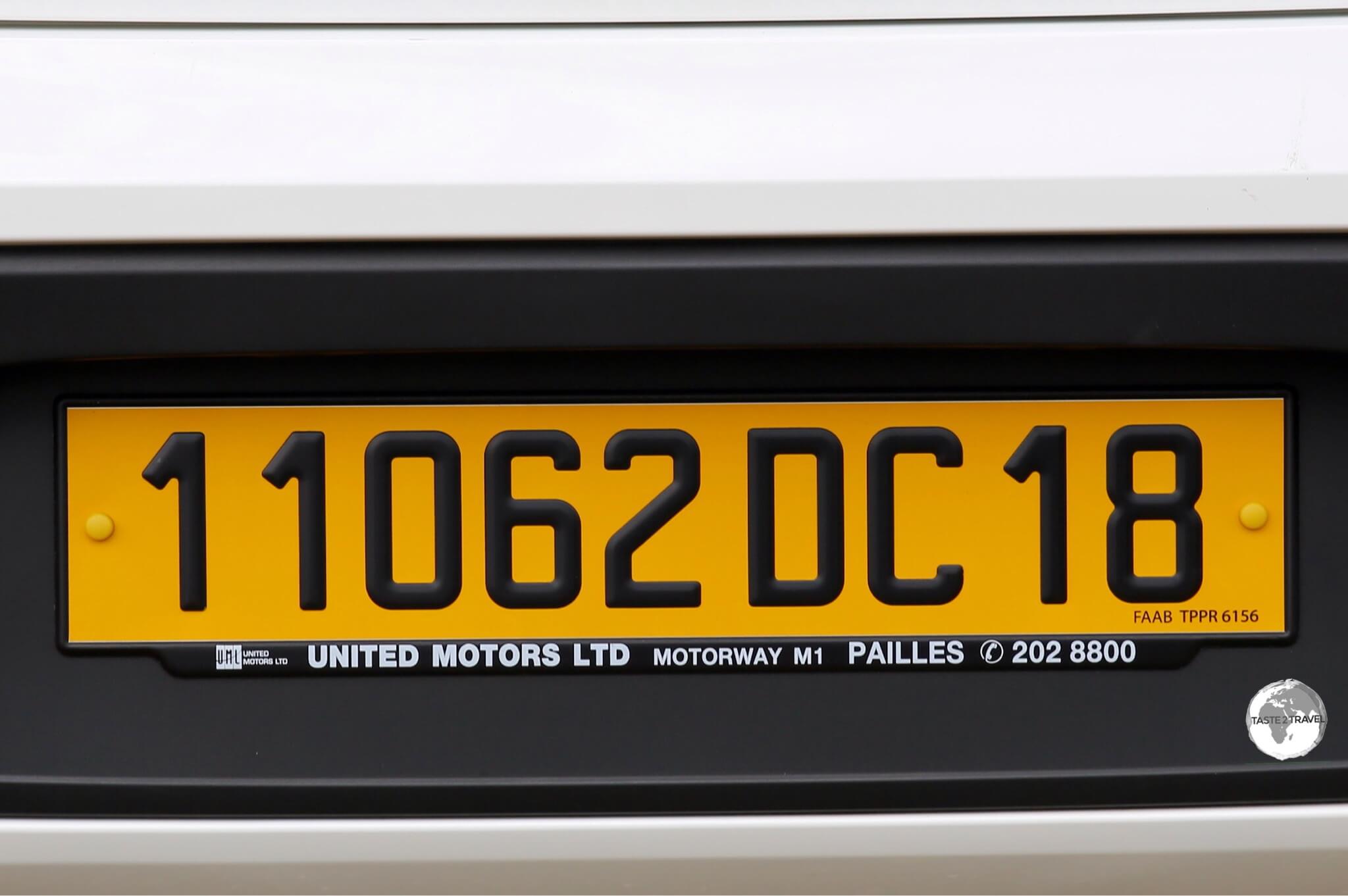 The license plate on my rental car.