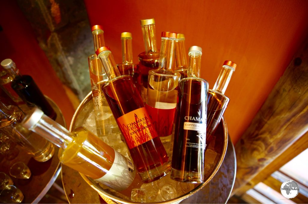 A selection of rums at the Rhumerie de Chamarel Distillery.