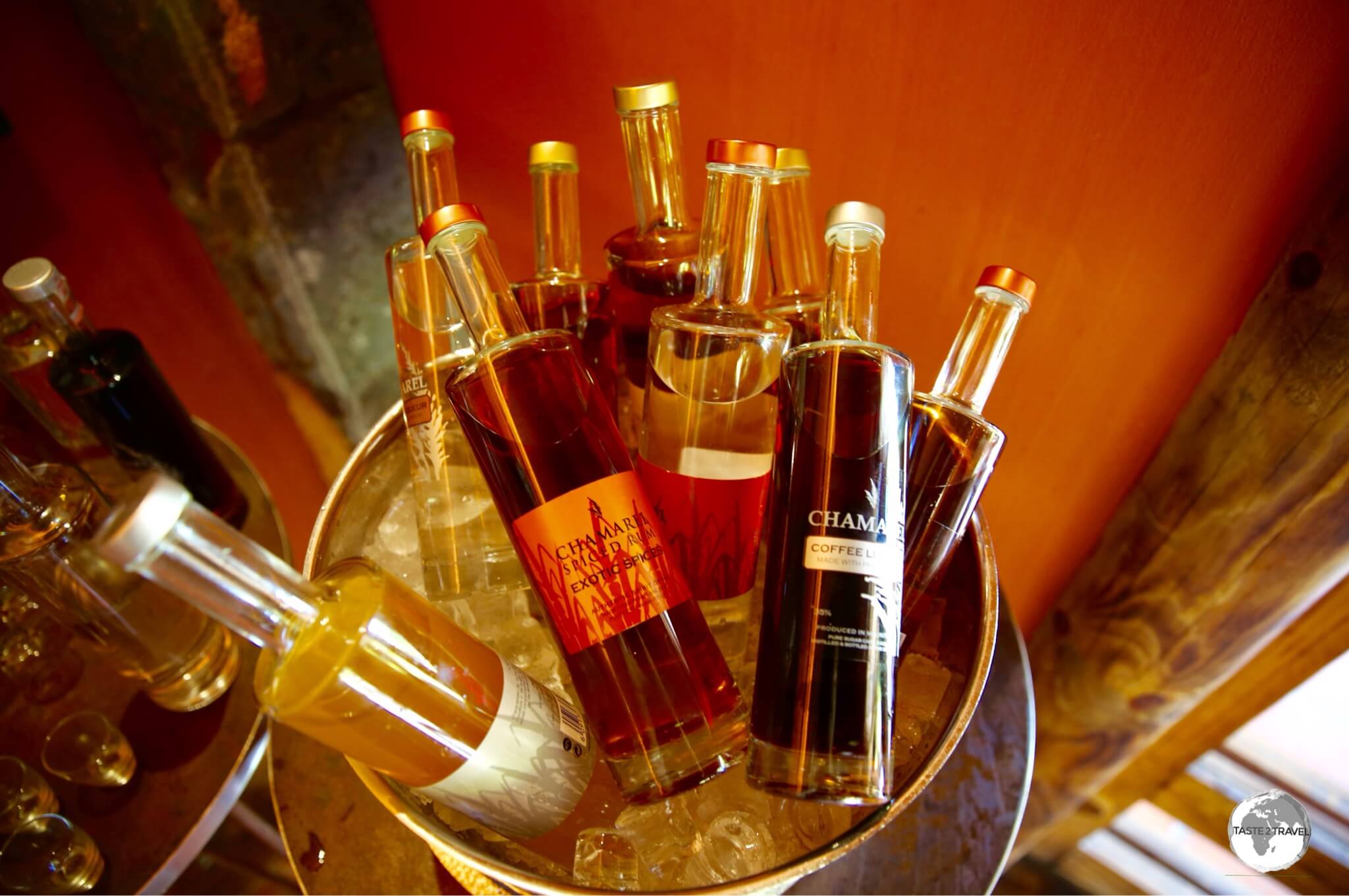 A selection of rums at the Rhumerie de Chamarel Distillery.