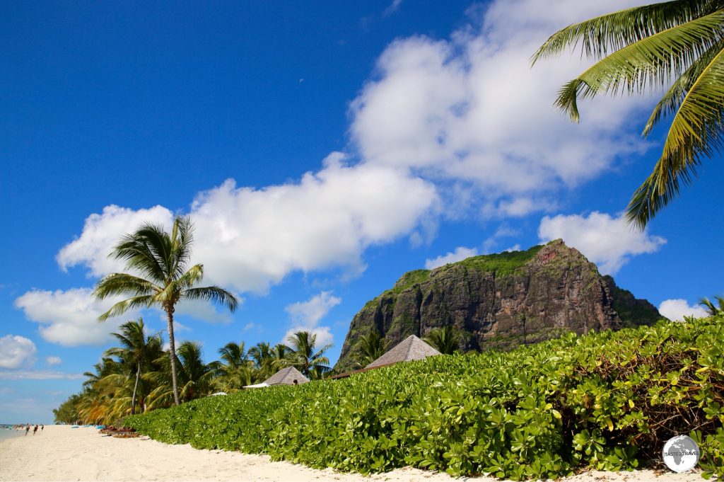 The landscape of Le Morne peninsula is dominated by the dramatic Le Morne Brabant.