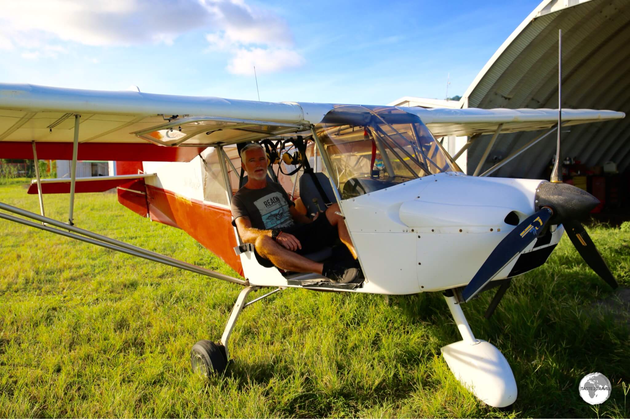 My competent pilot, Fred, and his Skyranger ultra-light plane.