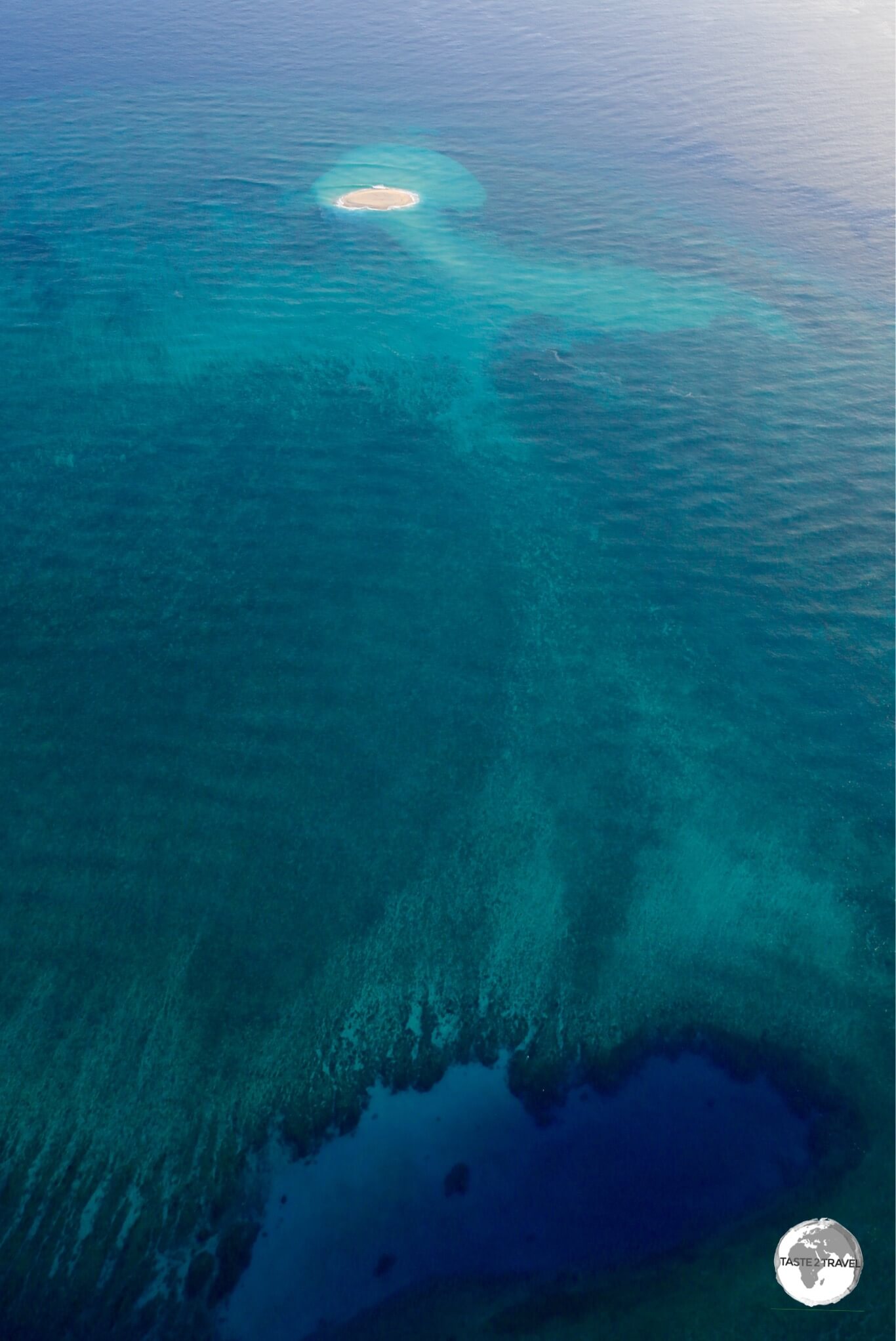 A view of Mayotte Lagoon from my ultralight flight over the island.