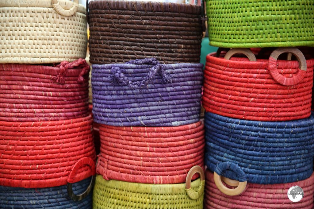 Colourful, handwoven baskets are just some of the items to be found at the Grand market.
